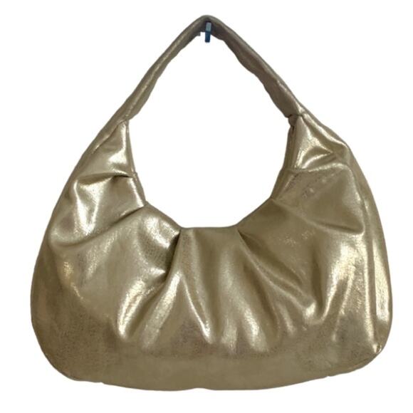 INC International Concepts Bag Purse KJ Gold Hobo Crescent Medium Handbag Bag - Picture 3 of 13